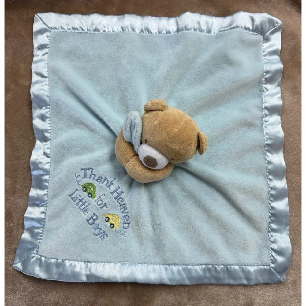 Baby Starters Lovey Thank Heaven For Little Boys Bear Blue Rattle Security Blank